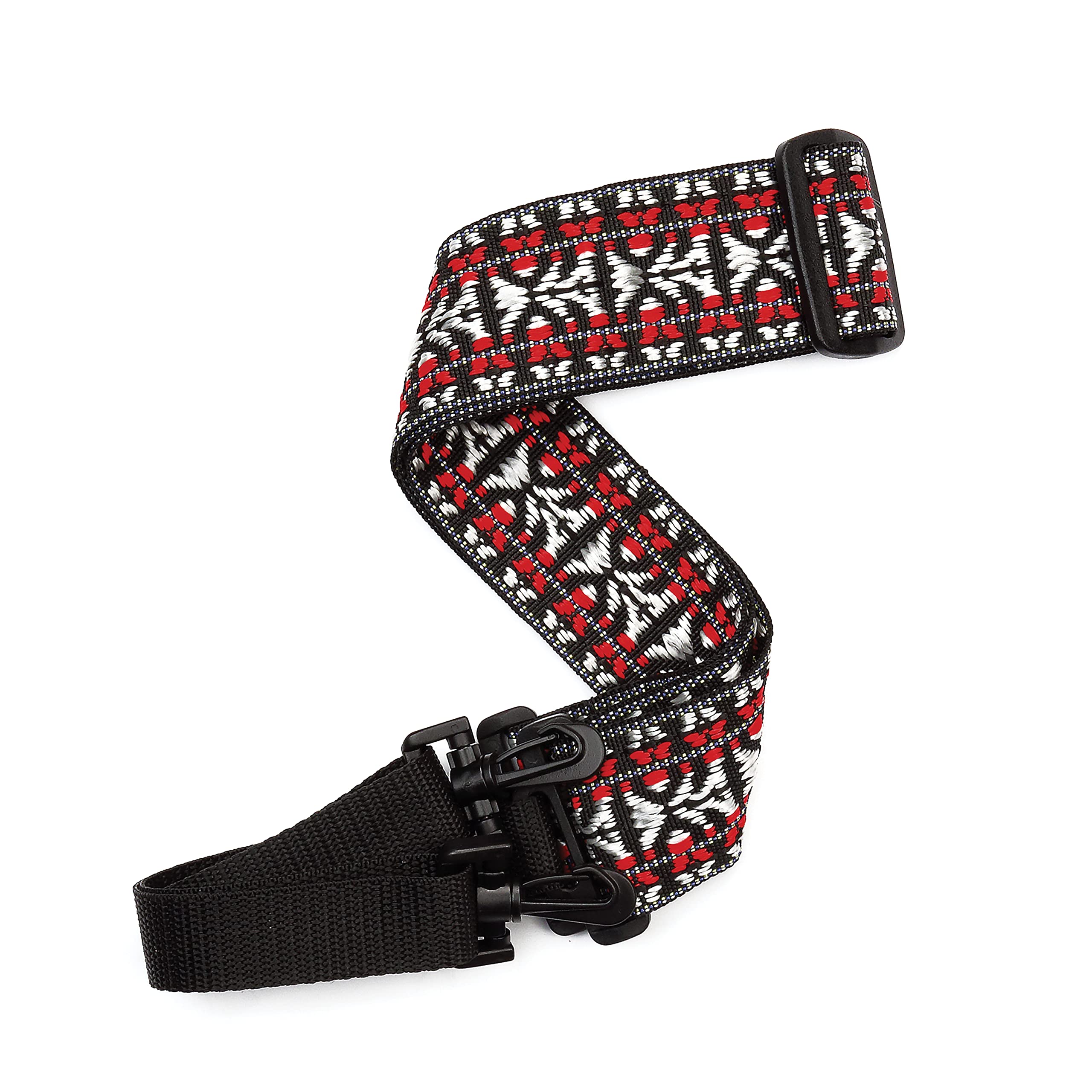 Planet Waves D'Addario Banjo Strap with Clips - Strap for Banjo - Banjo Accessories - Woven, Hootenanny - Red and Silver