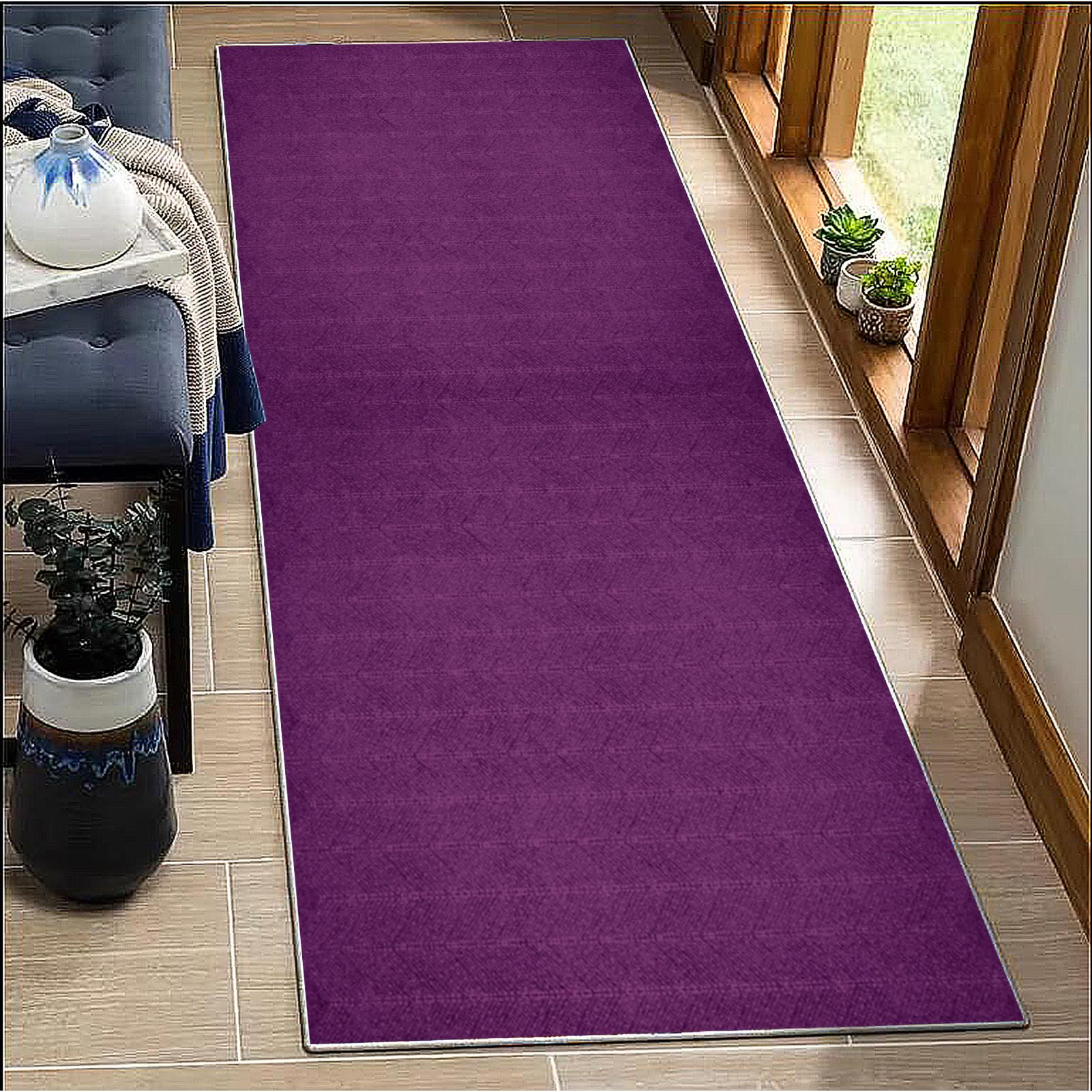 BORKOY Long Carpet Runners for Hallways Non Slip 40x450cm Washable purple Runner Rugs Kitchen Runner Absorbent Door Mats Hallway Hall Runners Narrow Rugs for Entrance Bedroom Hallways Living Room