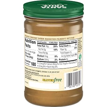 Santa Cruz Organic Peanut Butter, Dark Roasted - Creamy, 16 Ounce (Pack of 1)