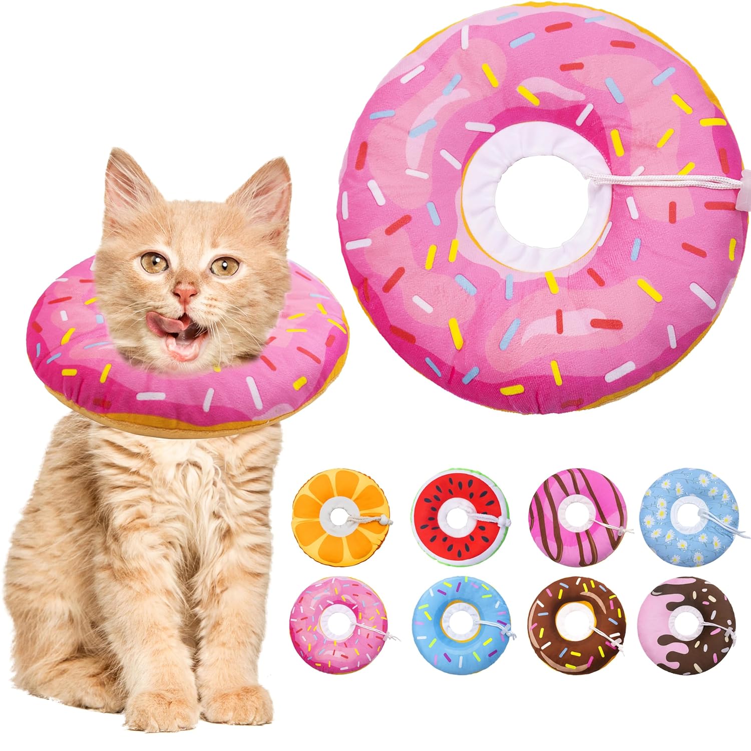 Seyezo Cat Cone Collar Soft, Adjustable Cat Recovery Collars Spay Cones to Stop Licking, Cute Donut E Collar After Surgery, Anti-Lick Wound Healing Elizabethan Collar for...