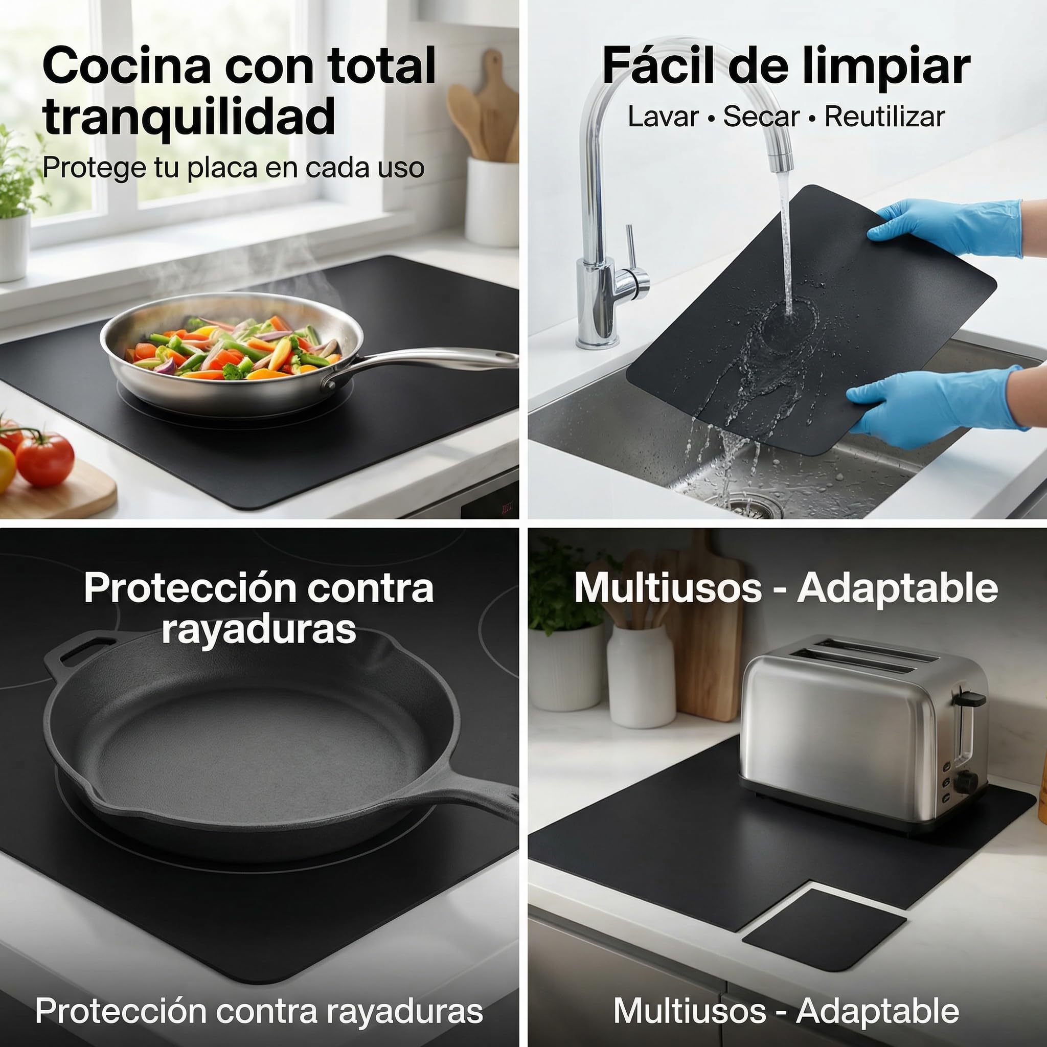 BAYON Protector Placa de Inducción Pack 2 – Alfombrilla Protectora para Inducción 61x53 cm, Recortable y Reutilizable, Protege la Encimera al Cocinar – Cubre Vitrocerámica — view 8