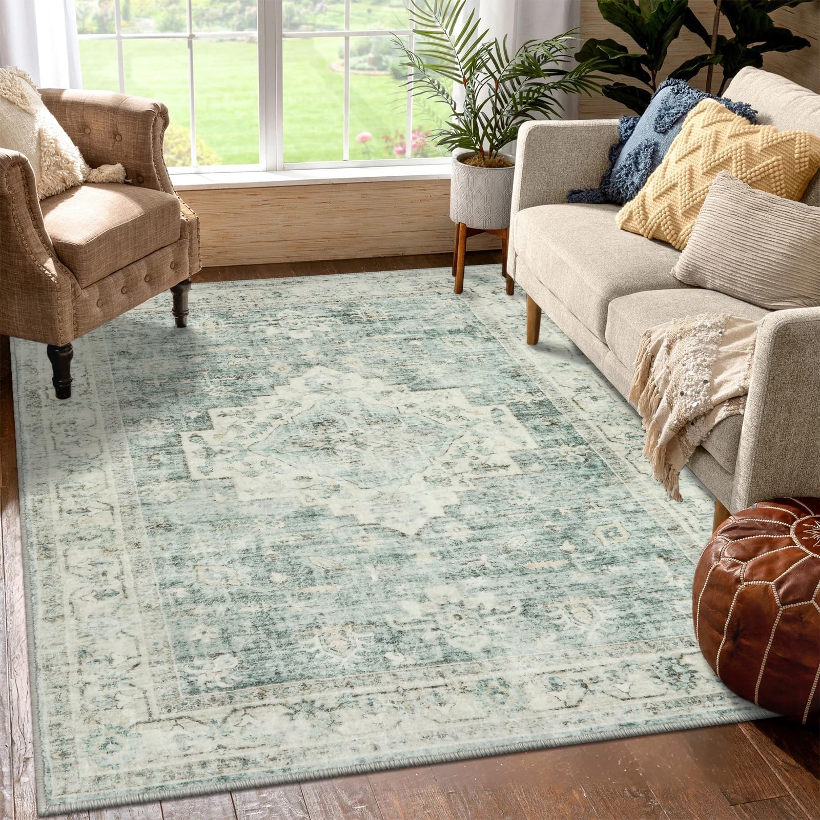 Amazon.com: MUJOO Green Rug Washable 5x7 Area Rugs for Living Room ...