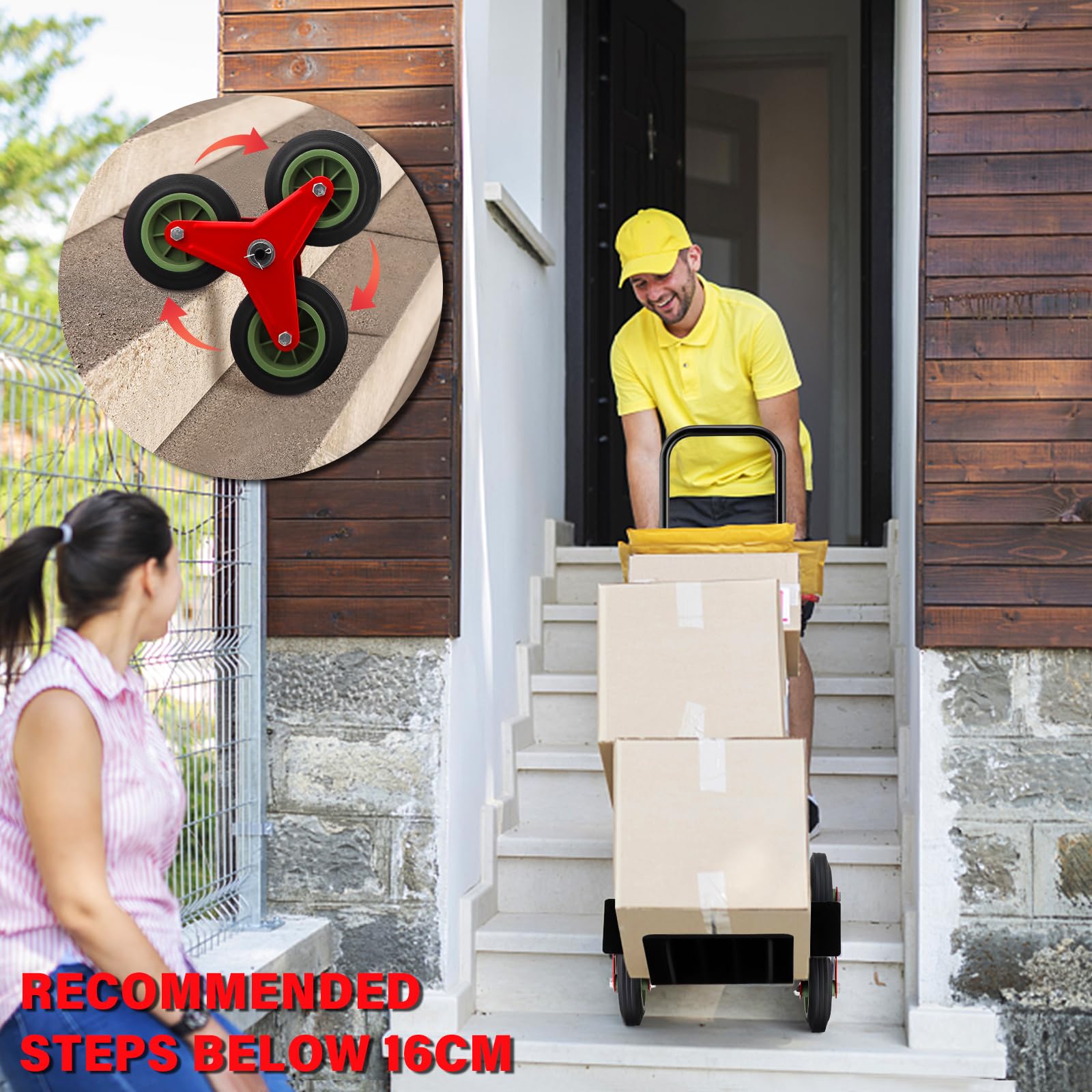 TEENO Carrello pieghevole,Carrello trasporto bagagli,Robusta struttura in metallo,Ruote scorrevoli con battistrada morbido,Altezza regolabile 80-112 cm,Capacità di carico 150 kg