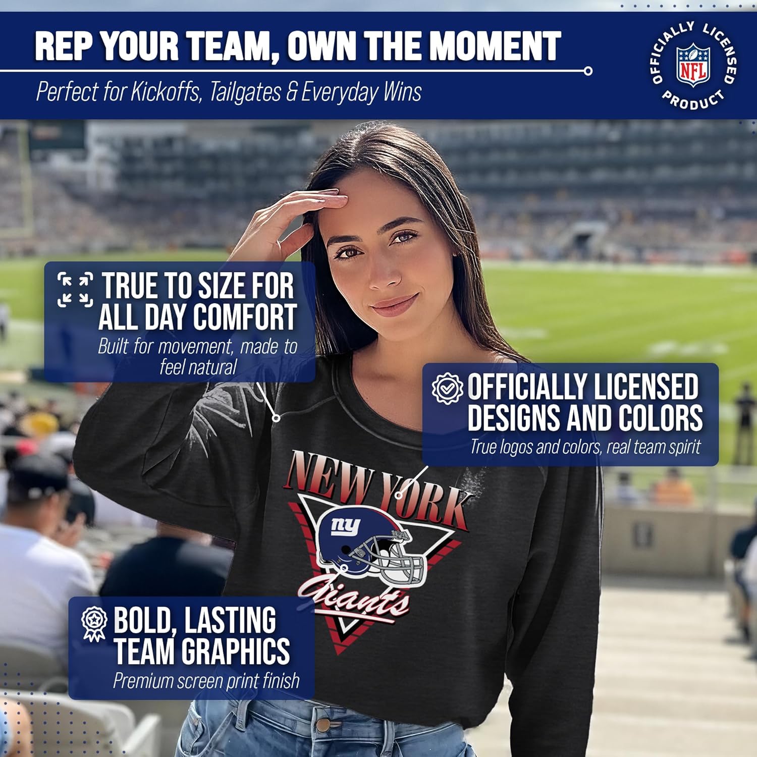 Team Fan Apparel football Retro Triangle Slouchy Crewneck, Pullover Tagless