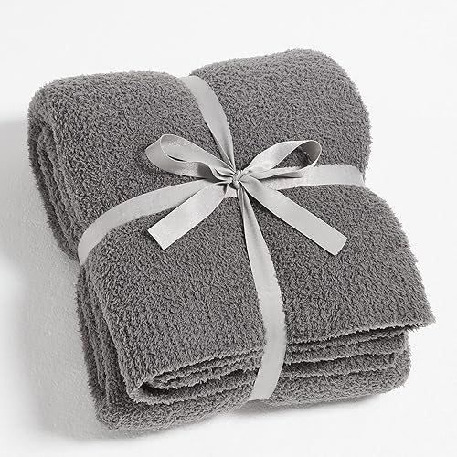 CYMULA Manta de punto para sofá, color gris oscuro, súper suave, ligera, esponjosa, acogedora, para sofá cama, 50 x 60 pulgadas CYMULA Manta de punto para sofá, color gris oscuro, súper suave, ligera, esponjosa, acogedora, para sofá cama, 50 x 60 pulgadas