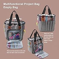 Vista 4 de LOOEN Yarn Knitting Storage Tote-Large Capacity Crochet Organizer Portable Travel Bag With Shoulder Strap Crochet Hooks Case for Unfinished Bulk