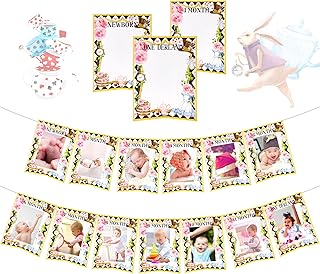 LaVenty Alice in Onederland 1st Birthday Decoration High Chair Banner 12 Months Photo Banner Alice in Onederland 1st Birthday Backdrop