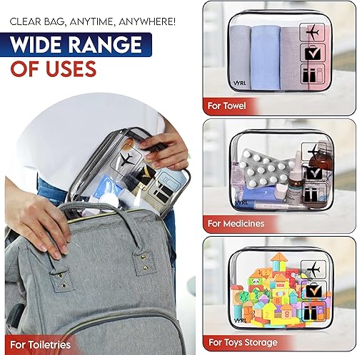 Miniatura 3 de VYRL - Neceser aprobado por la TSA  2 unidades, líquido de tamaño cuarto de galón 3-1-1  Bolsas de maquillaje transparentes unisex premium y