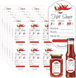120 Pcs Christmas Homemade Hot Sauce Labels 1.9 x 3.1 inch Chili Spicy Sauce Homemade Stickers Hot Spicy Extracting Bottle Labels of Festival Gifts and Party Supplies