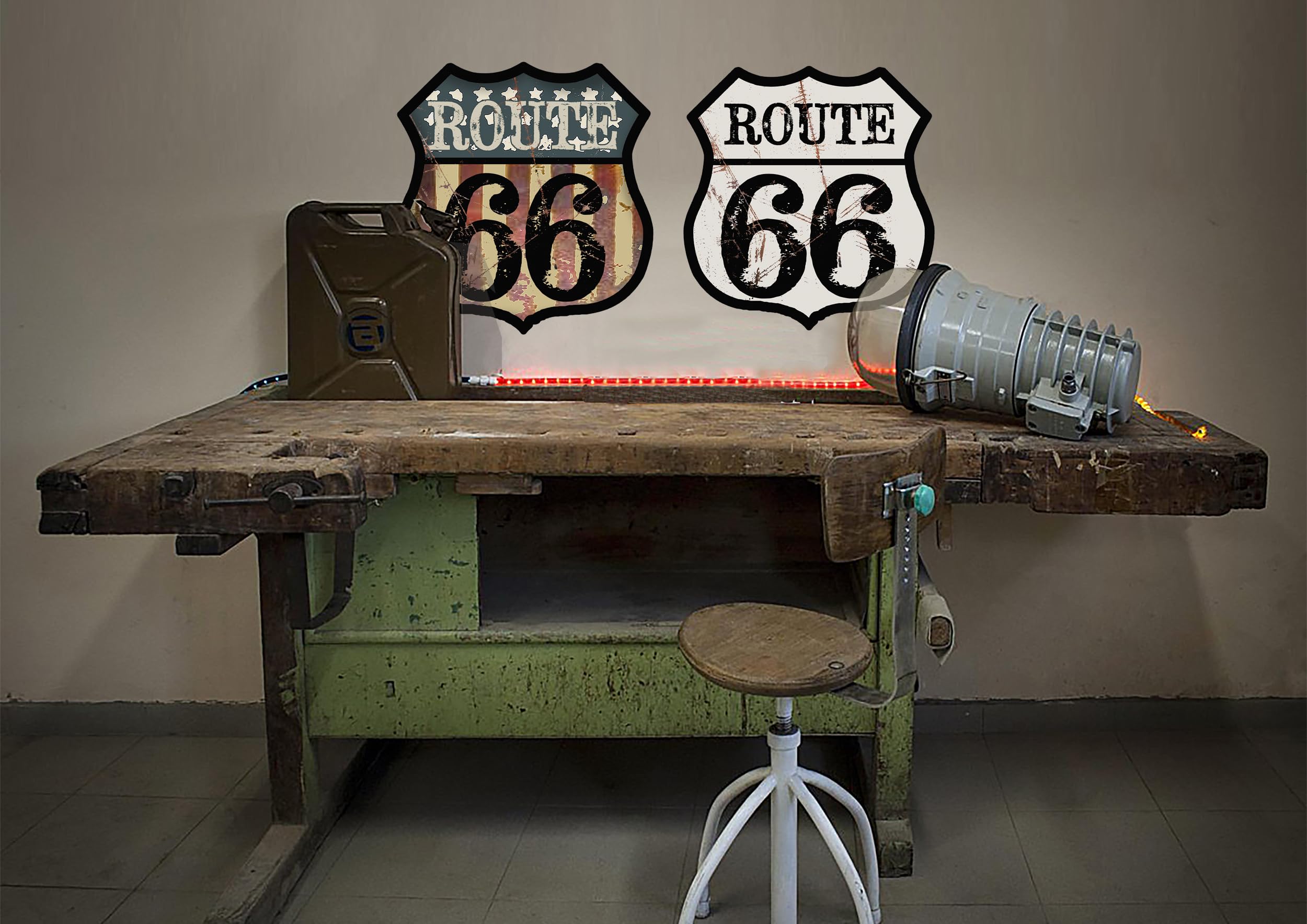 Route 66 Blechschild – Vintage Metallschild, 15,2x30,5 Cm, USA California Design, Mit Aufhänge-Löchern