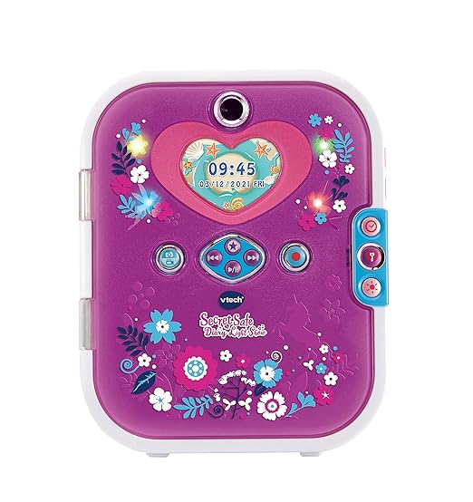 VTech Purple Secret Safe Diary Light Show, Interactive Girls Diary, Secret Diary for Girls with Face Recognition, Photos & More, Gifts for Girls with Games, Ages 5, 6, 7+ Year Olds, 2.8x14.7x18.2cm