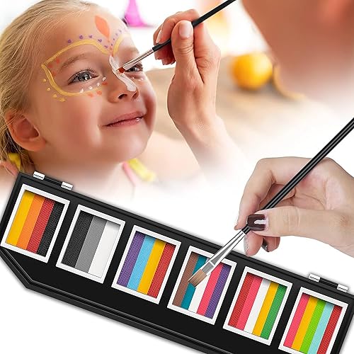 Miniatura 3 de Maydear Kit de pintura facial para niños y adultos, 12 × 0.35 oz, paleta de maquillaje profesional para tartas divididas, segura y no tóxica a base
