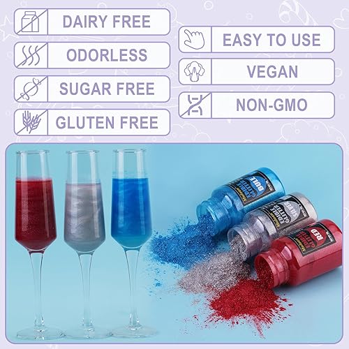 Miniatura 2 de Purpurina comestible roja  100 % purpurina comestible para bebidas, suministros de decoración de pasteles, suministros de decoración de galletas,