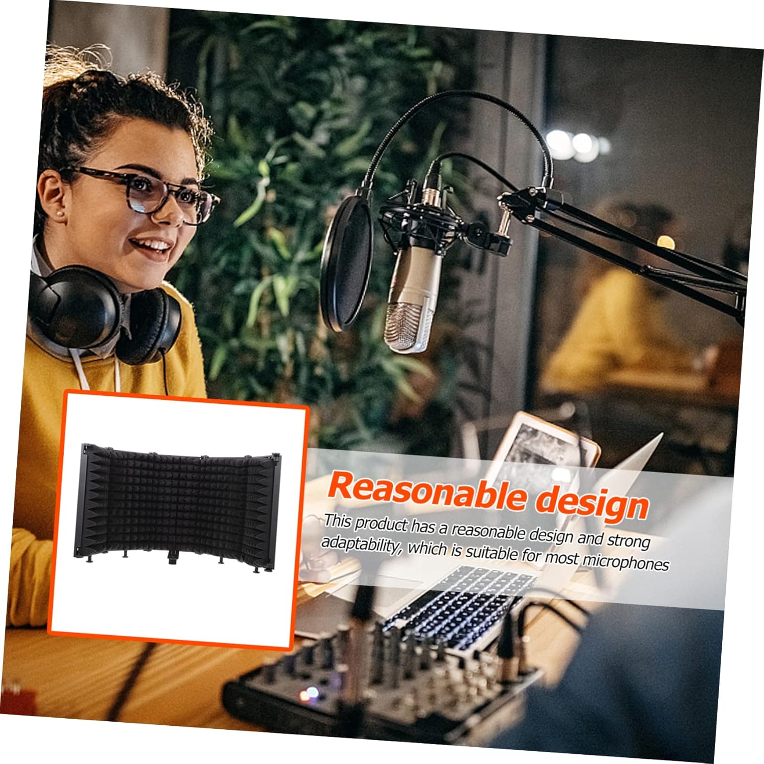 1set Noise Reduction Microphone Cover Foldable Abs Microphone Wind Screen for Desktop Use Protects against Saliva and Reduces Noise for Streaming and Recording