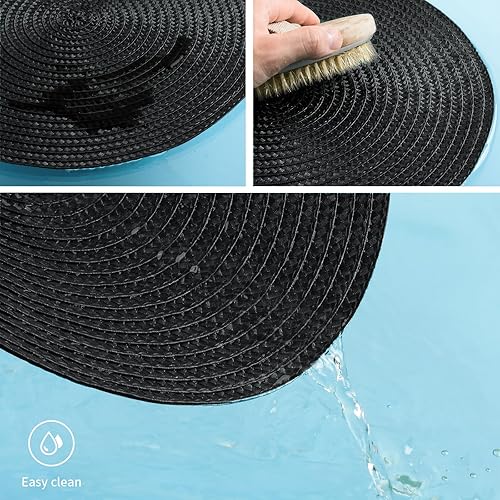 Miniatura 5 de FunWheat Juego de 4 manteles individuales redondos trenzados para mesas de comedor, tejidos, lavables, antideslizantes, pequeños de 13 pulgadas (S