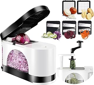 EASACE AGGIORNAMENTO Lama del CROMATOIO Mandolina Tritatutto Tritaverdure con Spiralizzatore Contenitore Tagliaverdure Tagliaverdure PRO Multi-Verdure e/Frutta con 5 Lame