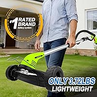 Vista 9 de Aokia Wacker eléctrico sin cable, alimentador de malezas de 12 V alimentado por batería inalámbrico con poste ajustable (65 pulgadas)