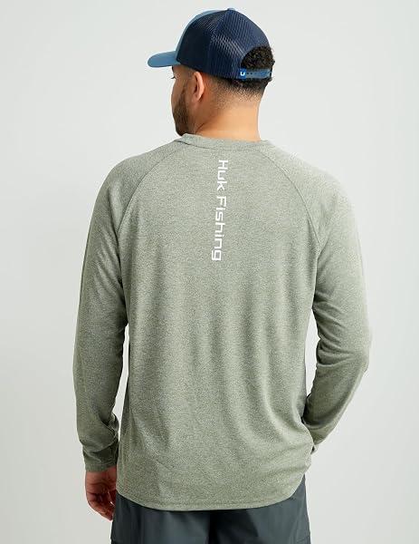 HUK Huk Men's Americana Flag Pursuit | Long Sleeve Performance Fishing Shirt with +30 UPF Sun Protection in use