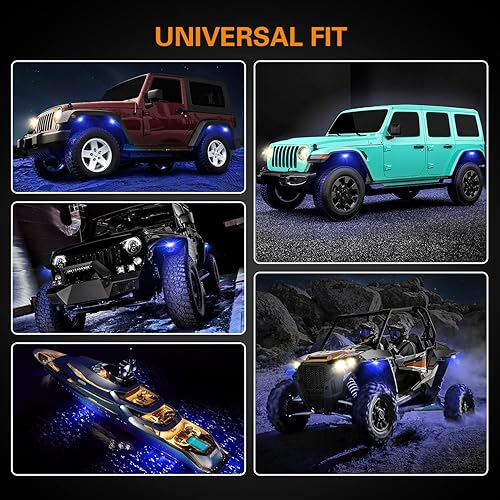 Miniatura 3 de Underglow Kit para coche LuminShack LED Rock Light 4 Pods LED Subderglow Kit de luz de neón IP68 impermeable para camiones, todoterreno, ATV, UTV,