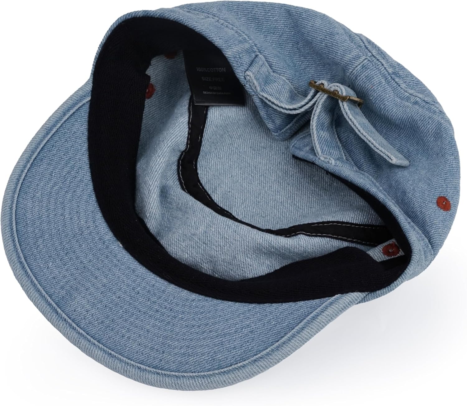 CLAPE Unisex Cadet Army Caps Denim Cotton Military Caps Adjustable Vintage Flat Top Hat for Men Women