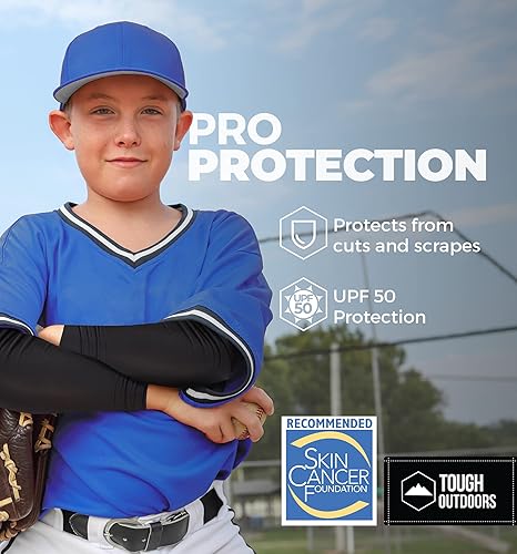 Miniatura 6 de Tough Outdoors Manga de brazo de béisbol para jóvenes y adultos - Mangas de compresión para niños y niñas, hombres y mujeres - Fútbol