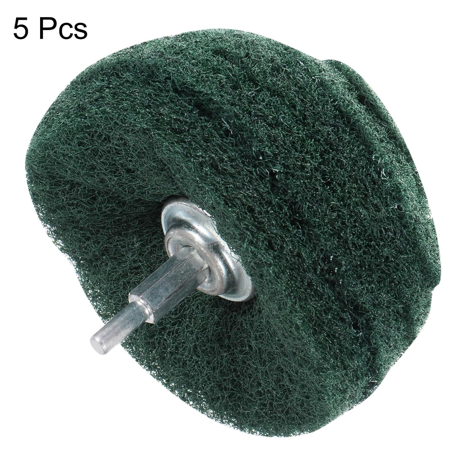 HARFINGTON 5pcs Mushroom Buffing Wheel for Drill 4" x 2.5" 180 Grit 1/4" Shank Grinding Cleaning Abrasive Buffing Polishing Wheel for Metal Stainless Steel Aluminum Jewelry Glass, Green