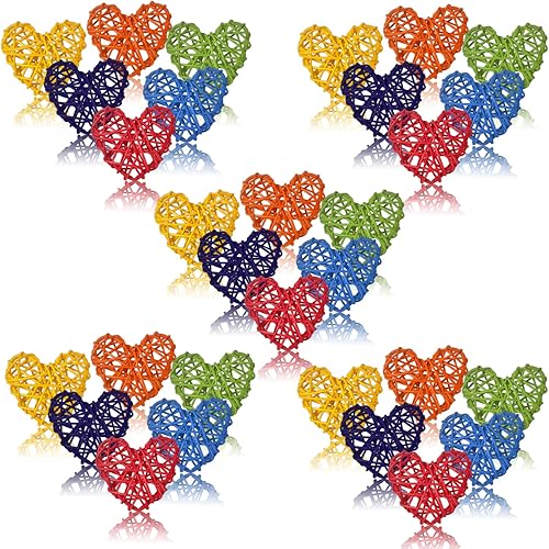 30 bolas de ratán hechas a mano con forma de corazón, bola de mimbre natural, adornos colgantes decorativos para el día de San Valentín, boda, baby