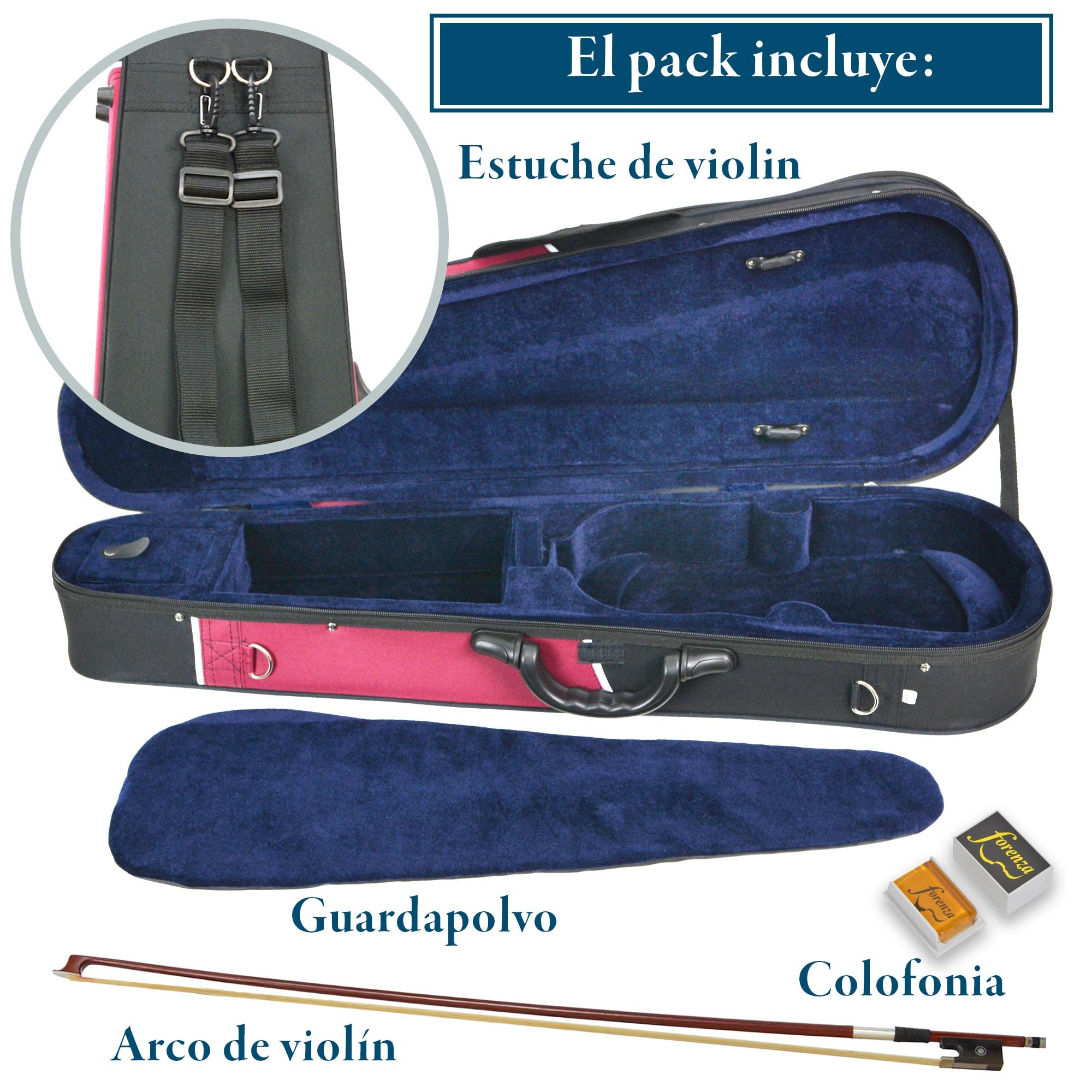 Forenza Prima 2 Traje De Violín De Tamaño 4/4 Completo Con Diapasón Y Clavijas De Ébano, Estuche Dura Ligera, Arco De Madera, Colofonia, Cuerdas De Núcleo De Acero