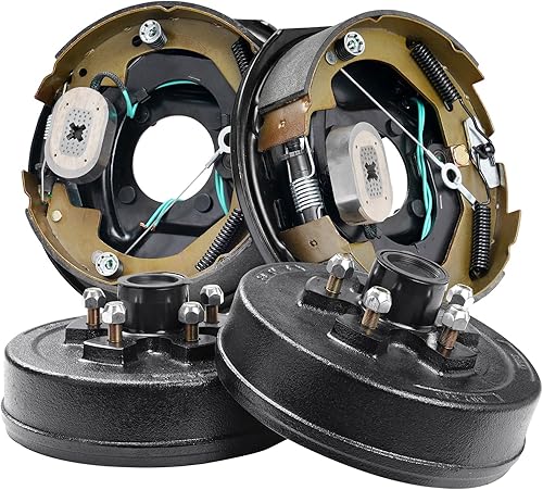 Miniatura 27 de VEVOR Conjunto de freno de remolque eléctrico, 10 x 2-1/4 pulgadas, 1 par de frenos eléctricos autoajustables para eje de 3500 libras, montaje de 4