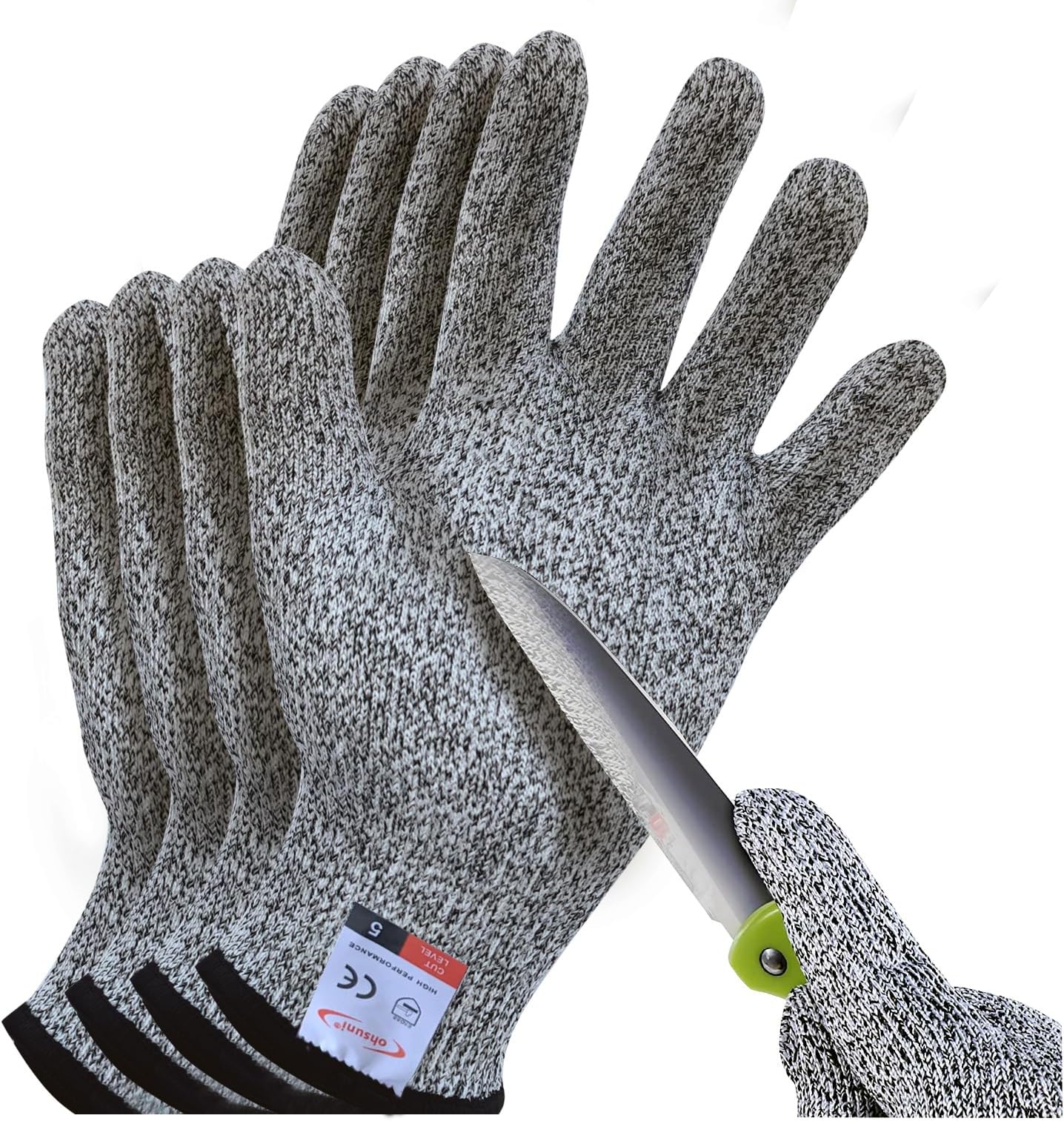Cutting Gloves, 2 Pairs of Cut Resistant Gloves Food Grade, Cut Resistant Gloves for Kitchen, Oyster Shucking, Fish Fillet Processing, Carving Wood and Gardening(Large-Grey)