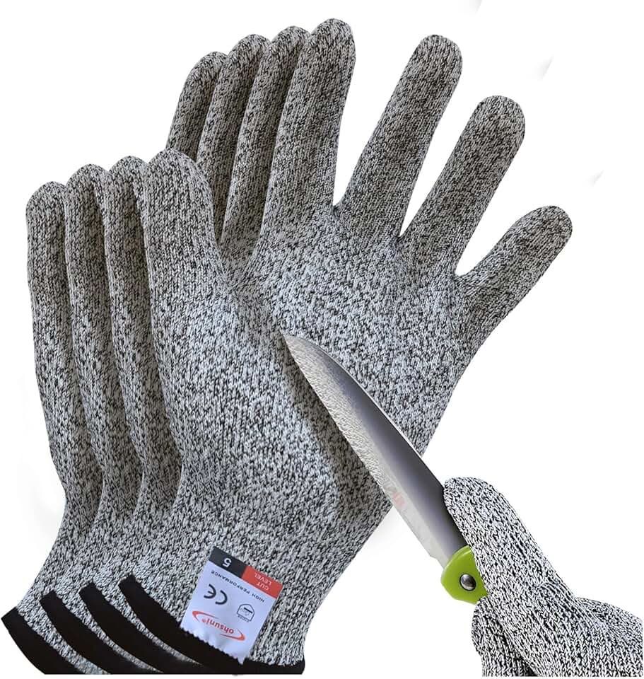 Cutting Gloves, 2 Pairs of Cut Resistant Gloves Food Grade, Cut Resistant Gloves for Kitchen, Oyster Shucking, Fish Fillet Processing, Carving Wood and Gardening(Medium-Grey)