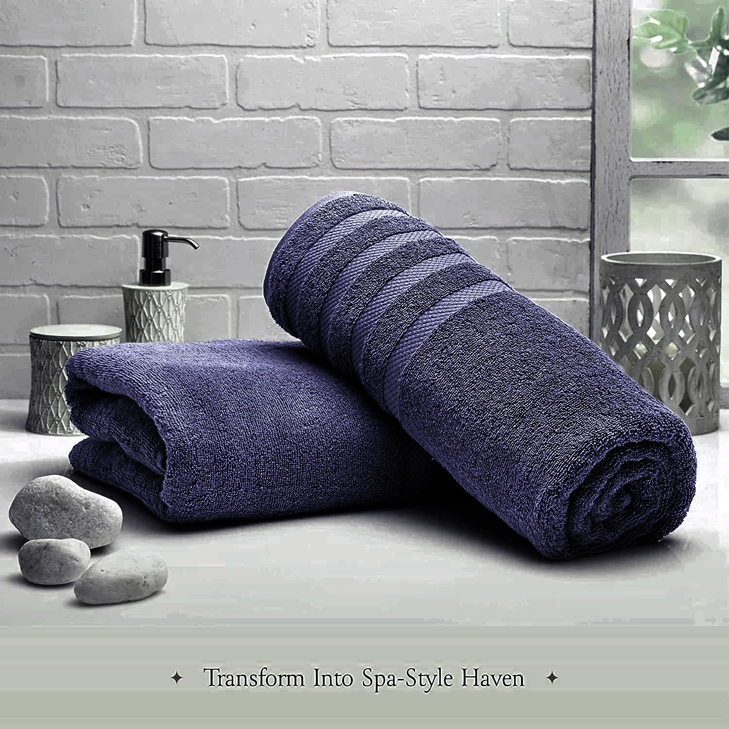 Pack of 2 Extra Large Bath Sheets (100 x 200 cm-600 GSM) Pure Egyptian Cotton Big Body Wrap Bath Sheet Towels for Bathroom,beach - Image 2