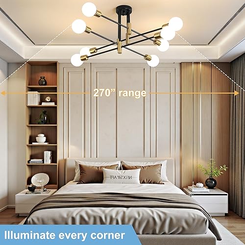 Miniatura 7 de Sputnik Candelabro de mediados de siglo moderno E26 LED colgante de iluminación Edison 468 luces lámpara de techo lámpara de luz negra para sala de