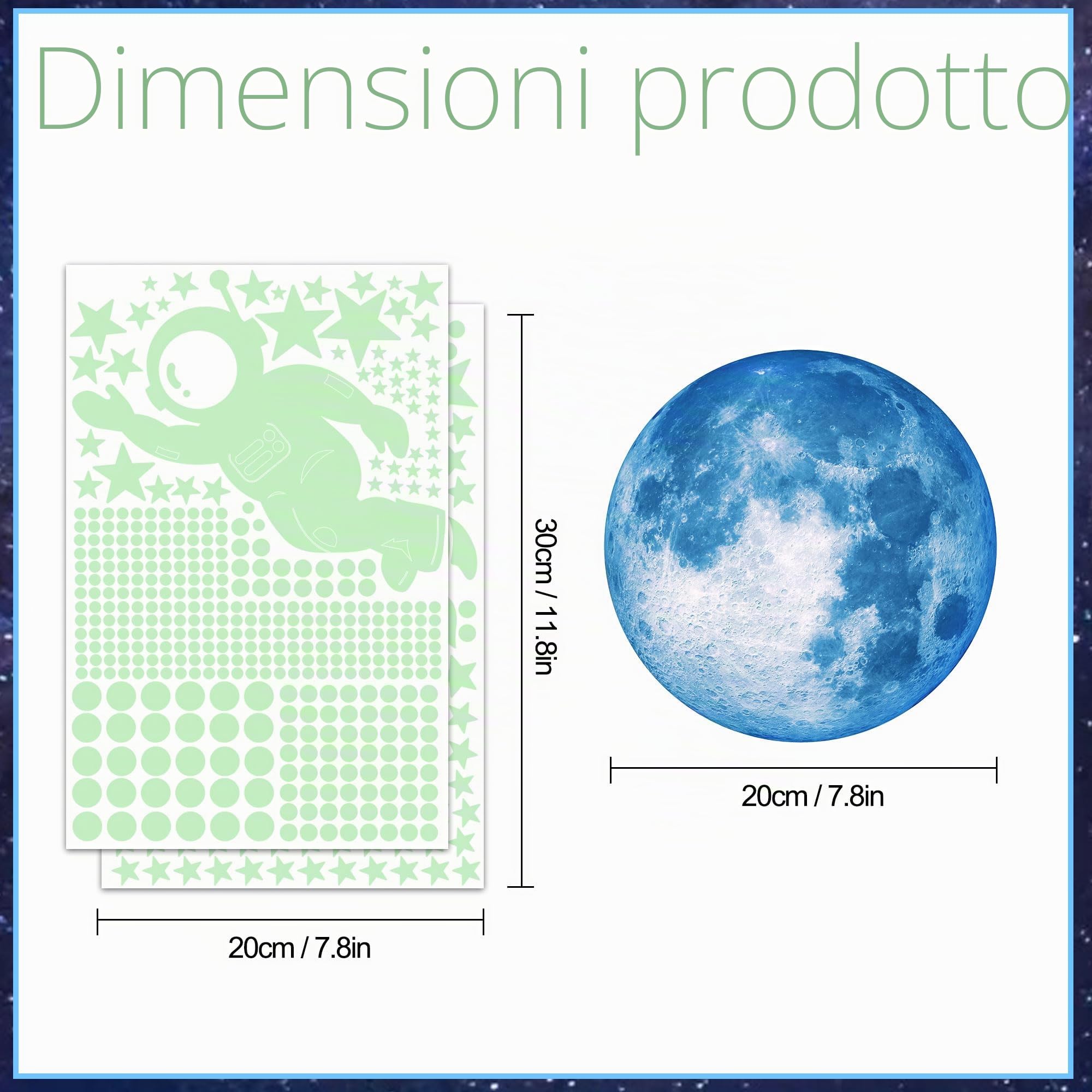 Stelle Fluorescenti Adesive Soffitto Adesivi Murali Bambini Stickers Pianeti Astronauta 531PCS