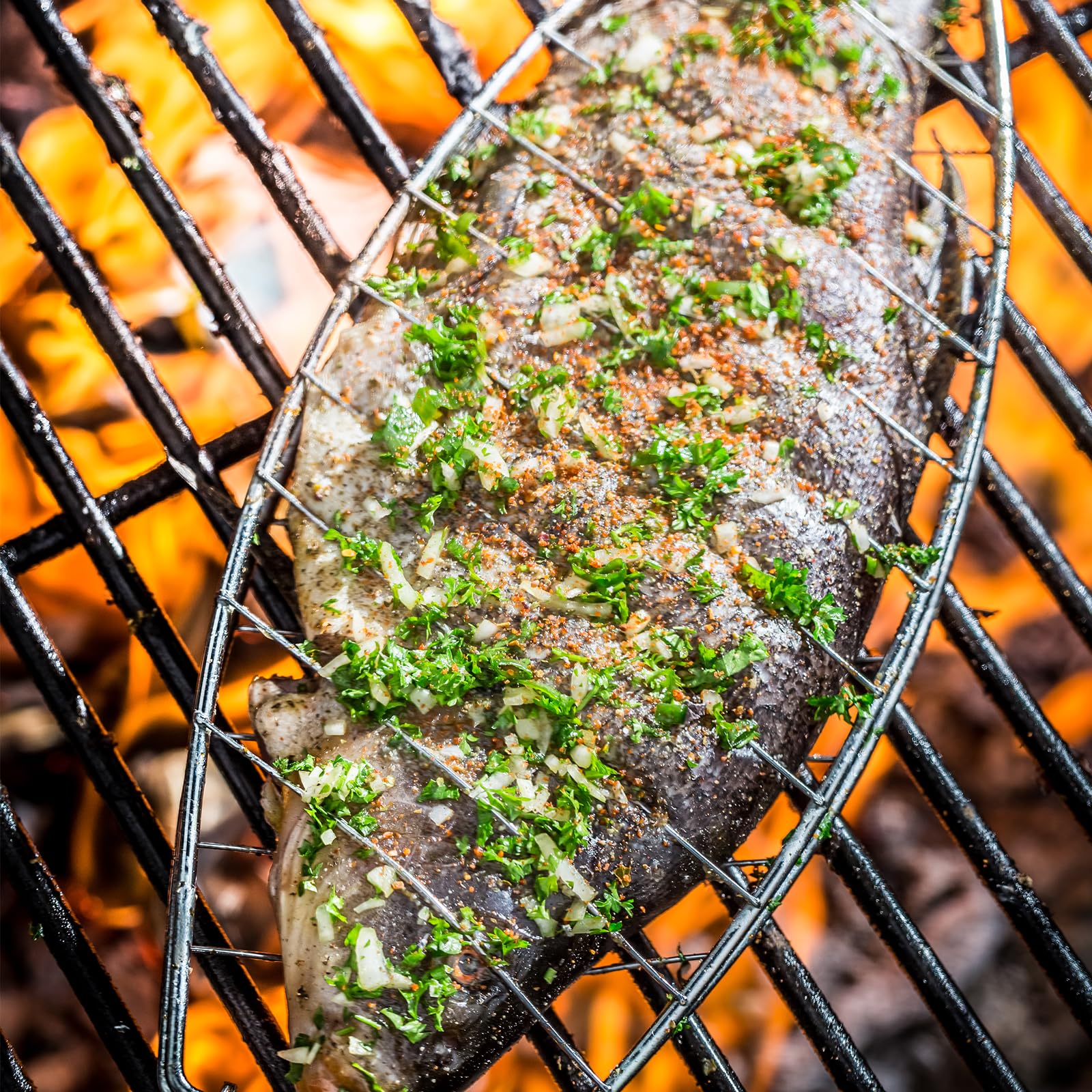 Grille Poisson pour Barbecue, Grill pour Barbecue en Acier Inoxydable avec Brosse à Huile, pour Barbecue à Poisson, Steak de Ailes de Poulet
