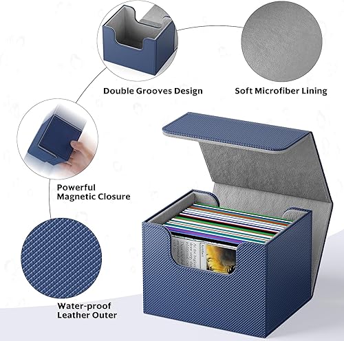 Miniatura 5 de Cajas de cartas aptas para caja de cartas MTG con separadores de tarjetas negras, paquete de 4 cajas horizontales de cuero para TCG Magic Commander