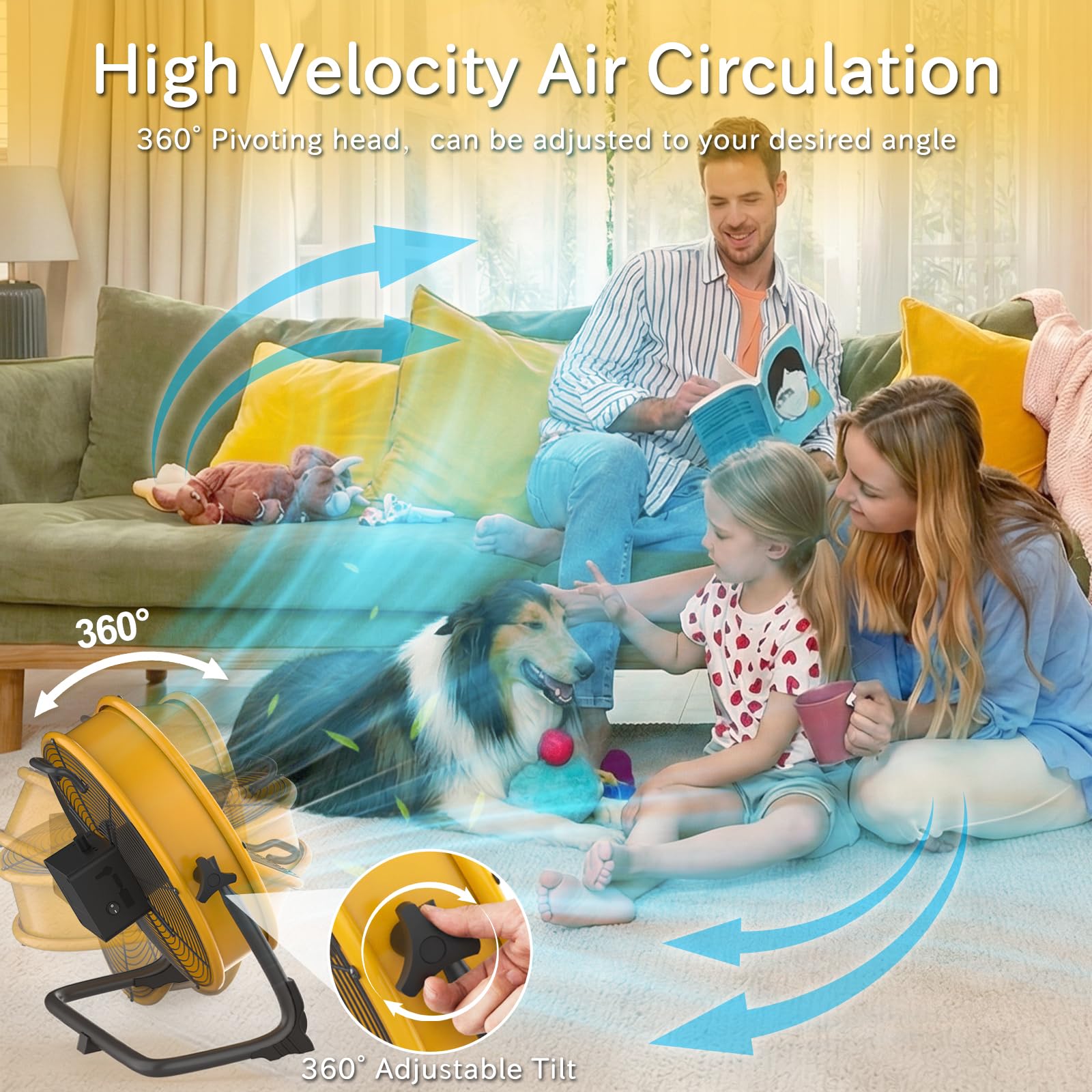 Ventilatore da Pavimento 30cm, 13200mAh Ricaricabile Ventilatore, Ventilatore Industriale Senza Fili, Silenzioso, Regolazione Continua Velocità, Inclinabile 360°, per Casa/Ufficio/Magazzino/Esterno