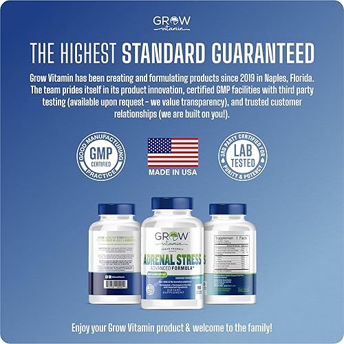 Miniatura 7 de Fórmula avanzada de estrés suprarrenal, suplemento de apoyo para la fatiga, administrador de cortisol con Ashwagandha - 90 cápsulas