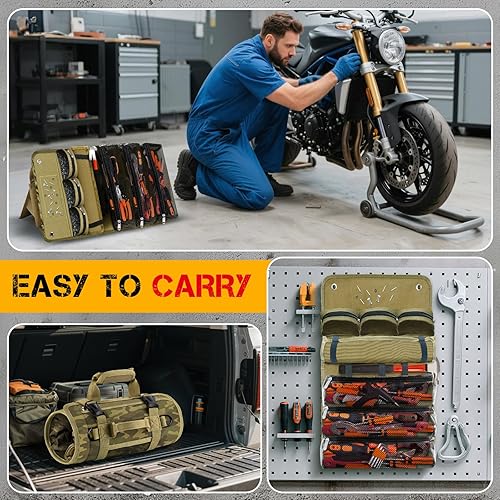 Miniatura 6 de Organizador de bolsa de herramientas enrollable regalo del día del padre para hombres, papás, mecánicos, electricistas, entusiastas de la