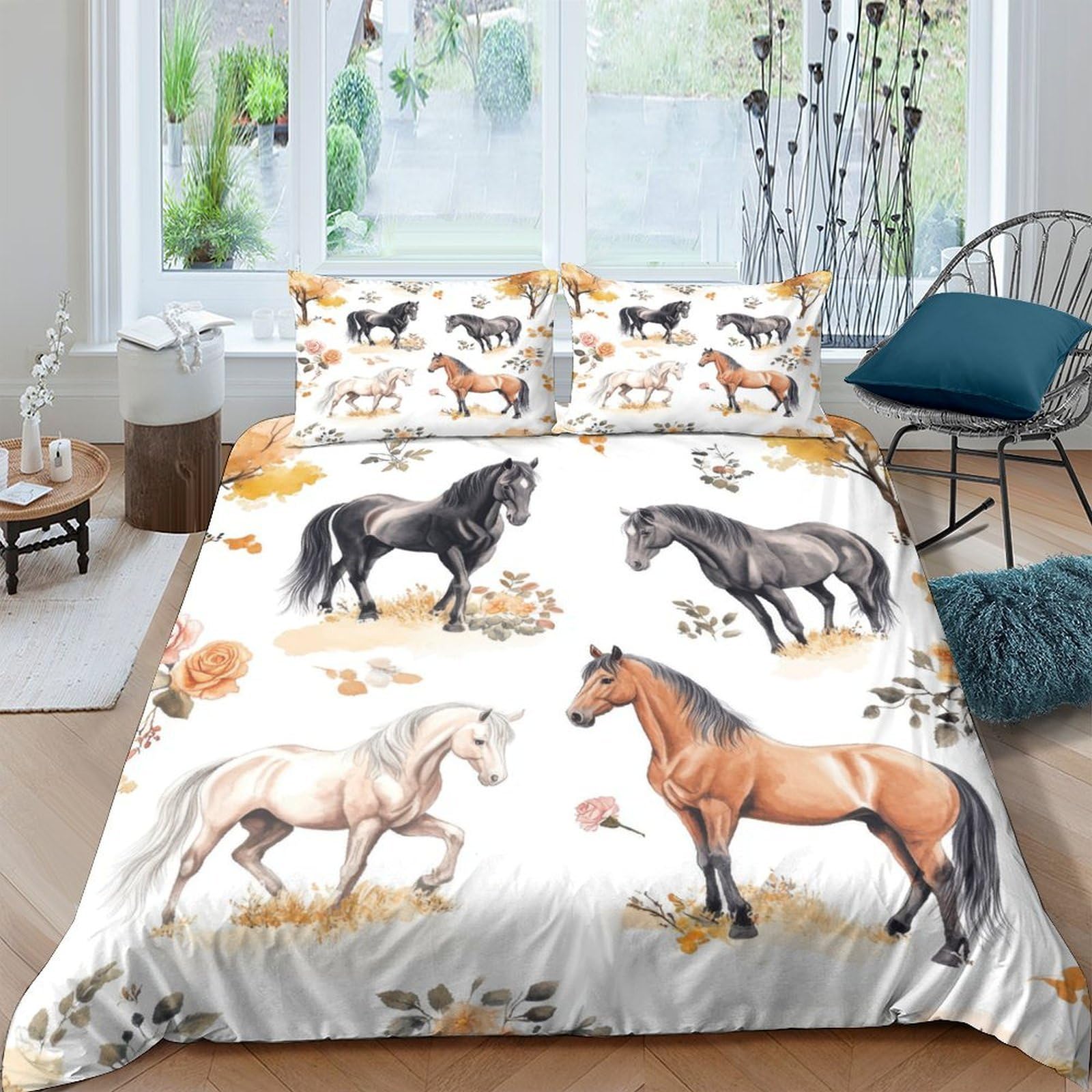 Ctjqhvkz Style-10 3D Printed Brown Horse Fitted Sheet Microfiber Soft Animal Pattern Bed Sheet For Bedroom Guestroom Dorm Mattress Decor Single（135X200cm）