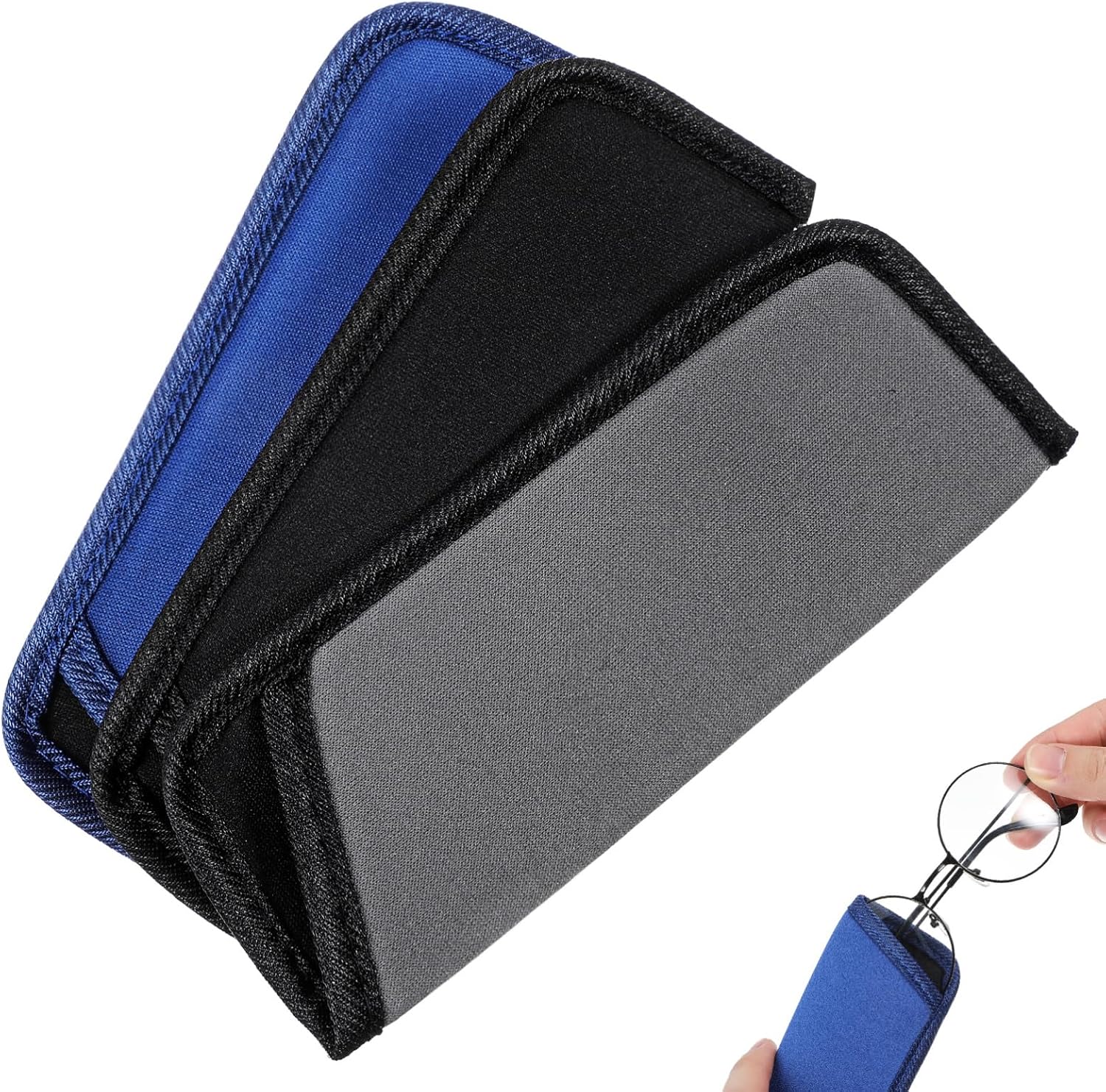 Holibanna 3Pcs Slim Soft Eyeglass Case Portable Eyewear Sleeve Protective Pouch for Glasses Storage Lightweight Holder for Women and Men