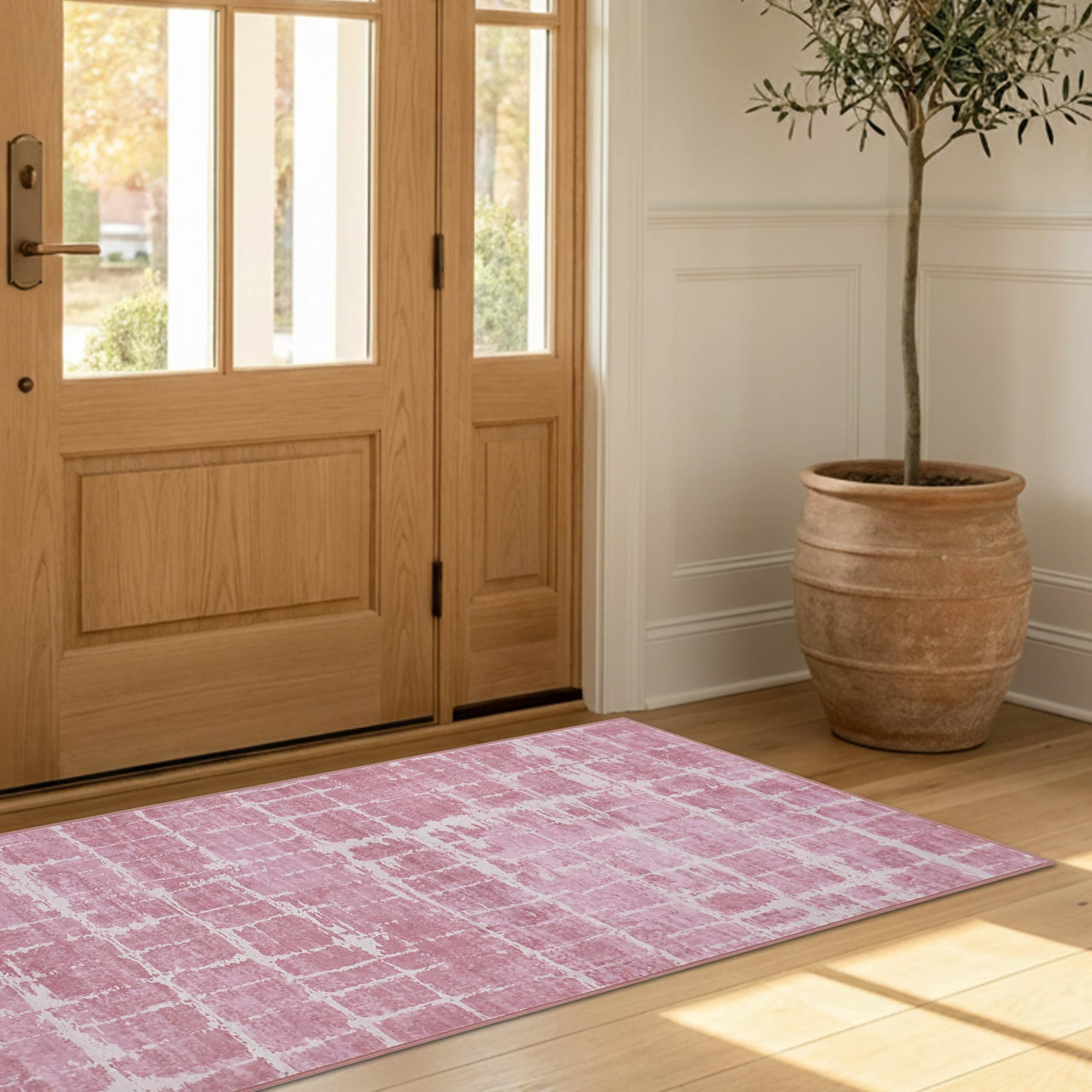 Wyatt &amp; Ash Dream Mink Washable Chenille 24"x48" Accent Rug Theo Pink