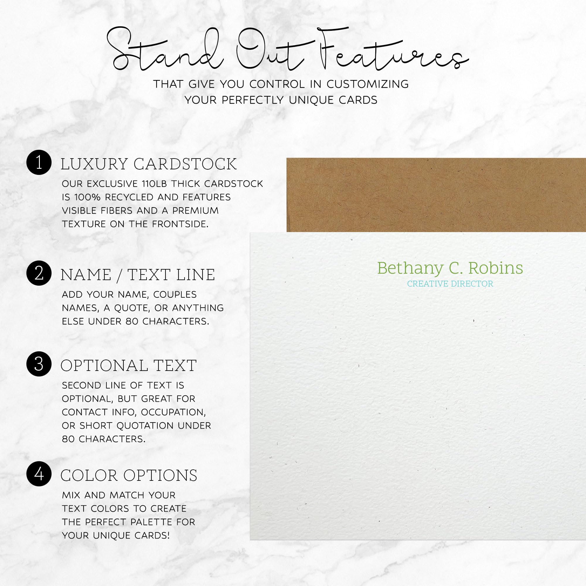 Black Tabby Studio Personalized Note Cards – Custom Flat Stationery Set with Name – Personalized Thank You Cards – Elegant Personalized Stationery for Women (Bethany Robins)