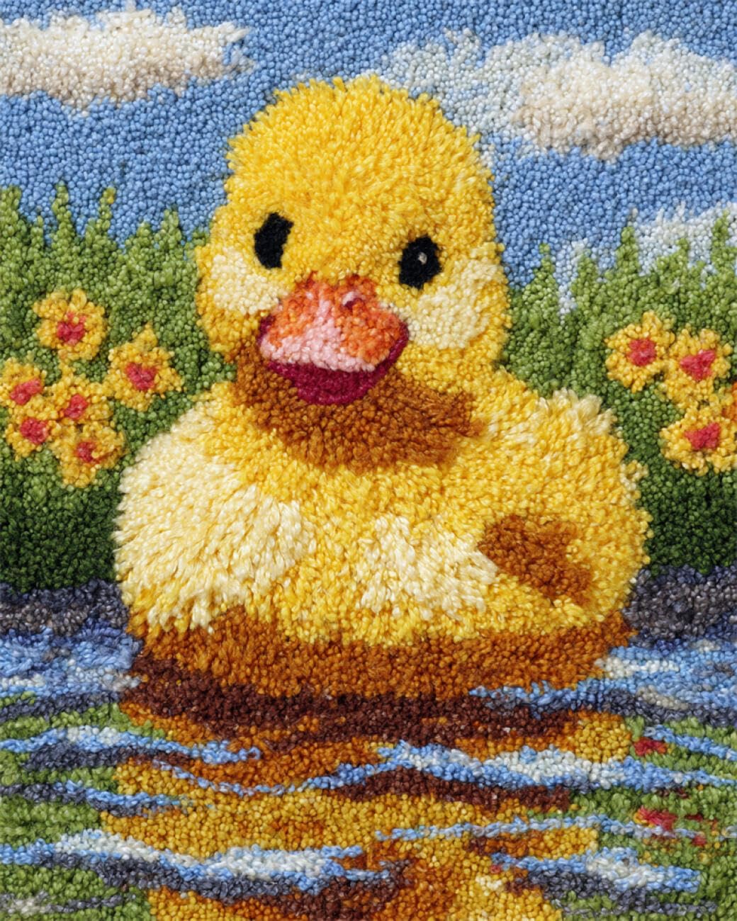AxiangziK Animal DIY Latch Hook Cushion Kits Cartoon Duck DIY Latch Hook Kits Hand Craft Embroidery Tapestry Carpet Rug Making Enthusiasts Gift 39x55in