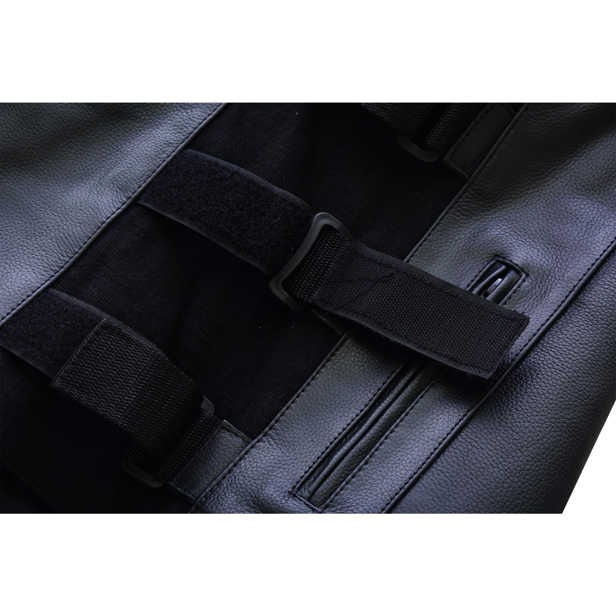 Leatherick Gilet da motociclista in pelle tattica in stile Warrior da moto da uomo, con tasche profonde