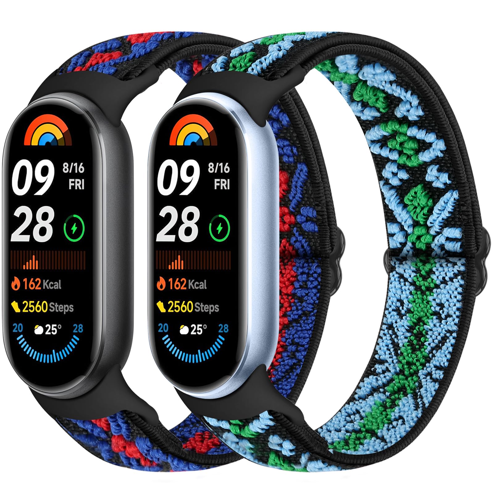 Runostrich Elastic Nylon Watch Strap Compatible with Xiaomi Smart Band 10/9/8 Sports Strap Soft Watch Band Adjustable Replacement Band for Women Men