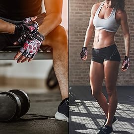 ZEROFIRE Workout Gloves for Women Men - Weight Lifting Gloves with Full Palm Protection & Extra Grip for Women Gym, Weightlifting, Weight Lift, Rowing, Exercise, Sport, Cycling.Skull-Large