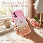 LAPOPNUT for iPhone 16 Case Sparkly Bling Glitter Cute Curly Wave Frame Bumper Cover for Women Girls Translucent Silicone Bumper Shockproof Phone Case for iPhone 16 6.1 Inch,Pink