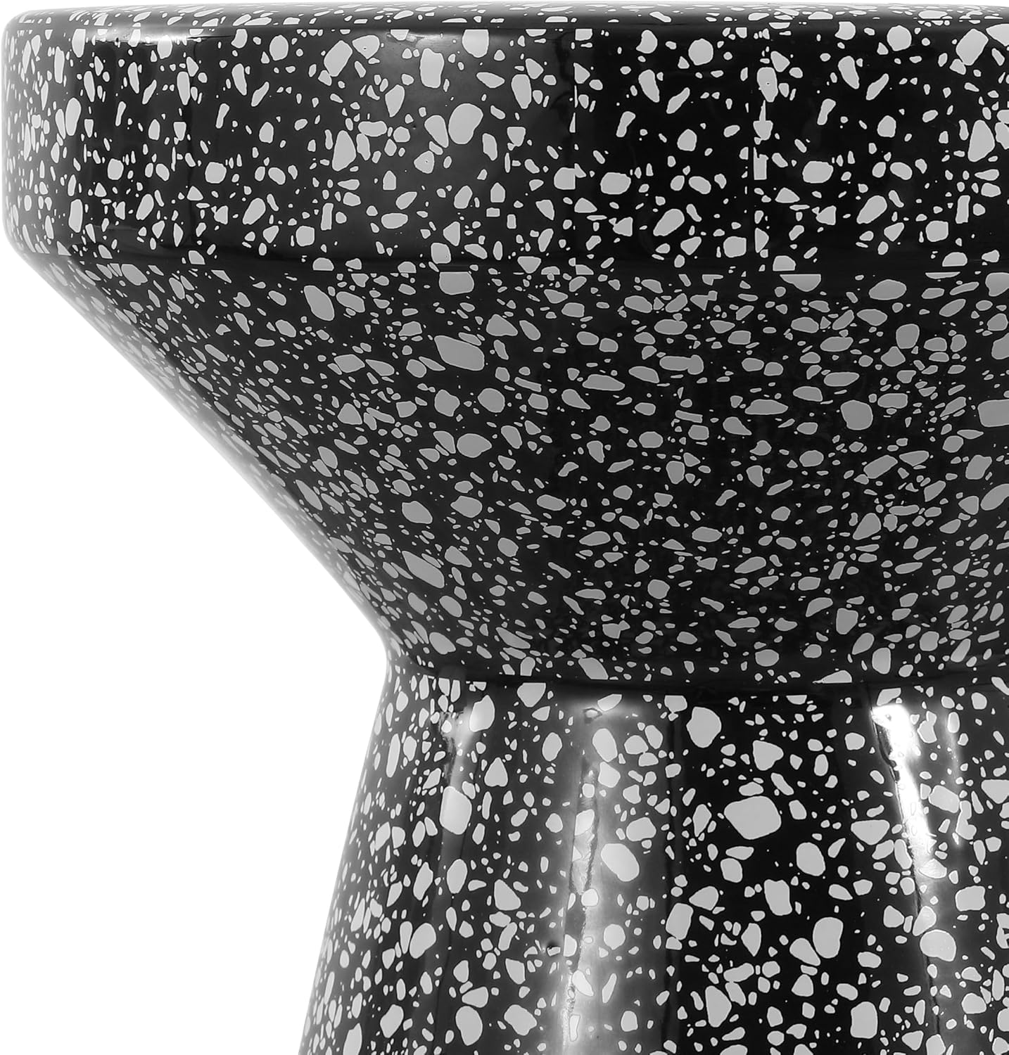 JONATHAN Y TBL1032B Xenia 17.75" Modern Bohemian Terrazzo Indoor/Outdoor Drum Accent Table, Black/White for Patio, Porch, Backyard