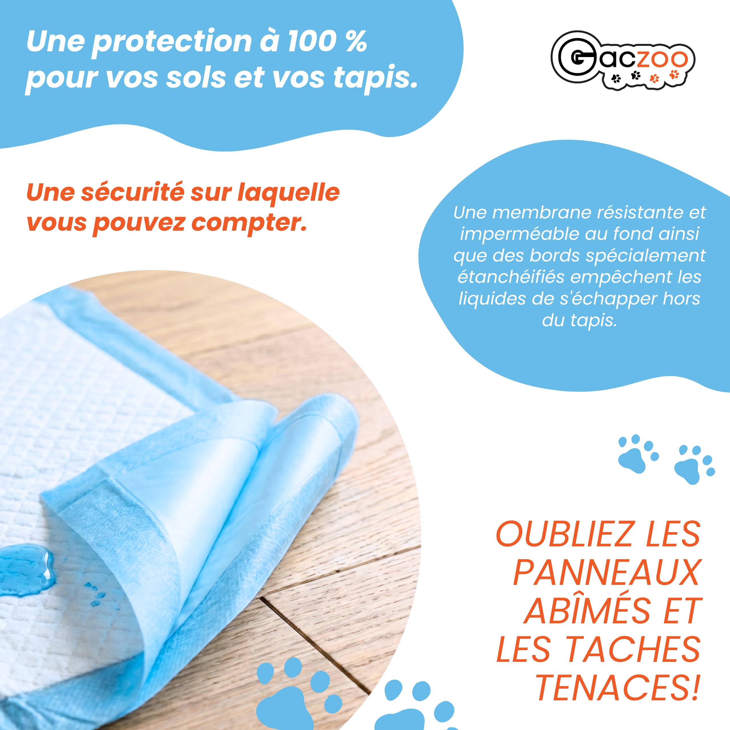 Alese jetable pour Chiots et Chats 60x90cm – Tapis Absorbant Chien – Pads d’Entraînement avec Gel Absorbant, Anti-fuites, Doux & Anti-odeurs – Capacité d’Absorption 350ml – Lot de 50